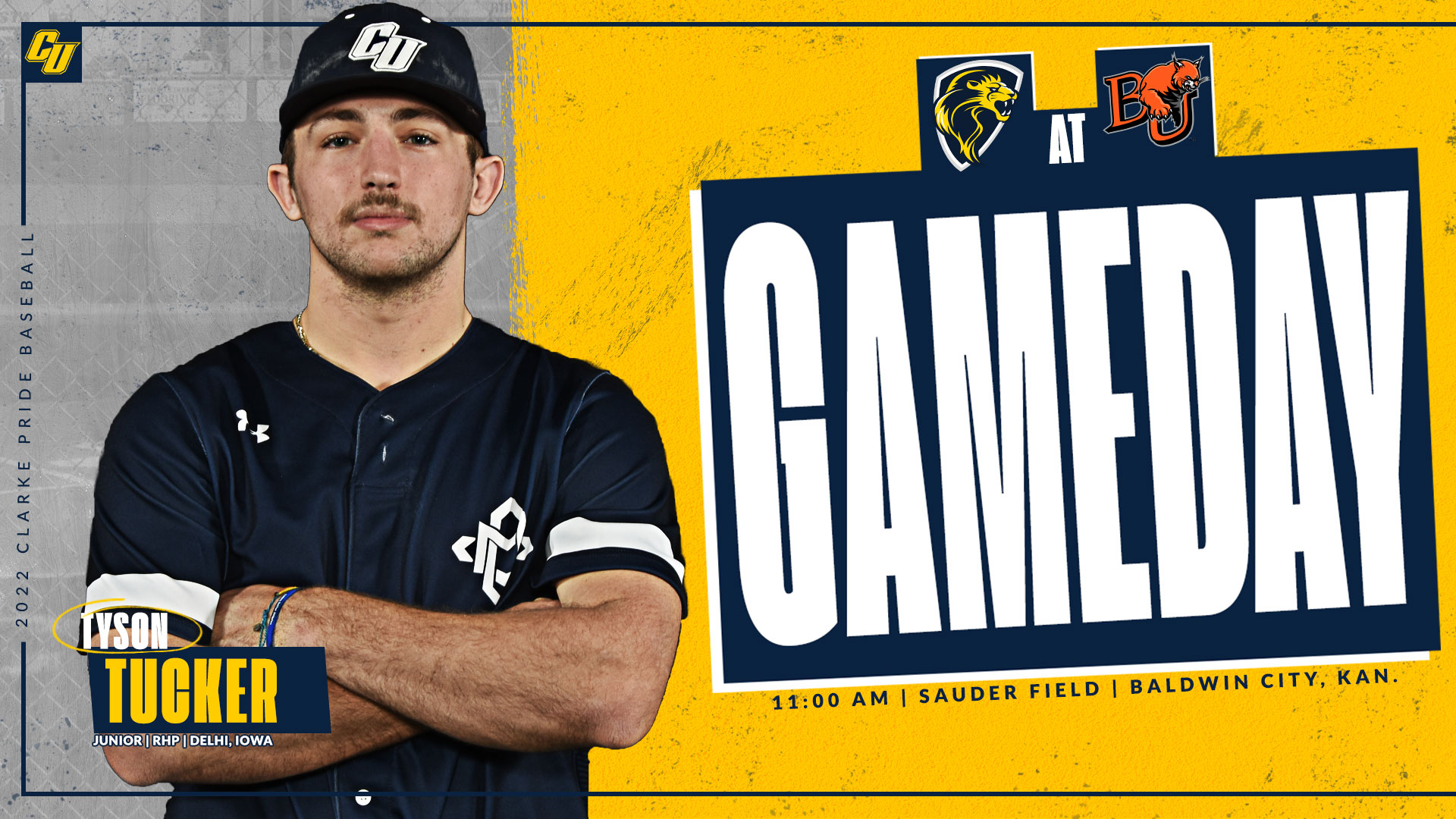 Gameday
11:00 AM | Sauder Field | Baldwin City, Kan.
Tyson Tucker
Junior | RHP | Delhi, Iowa