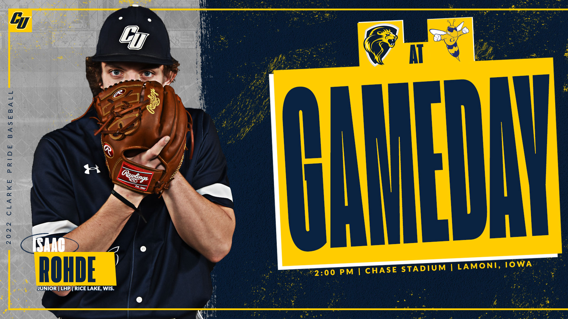 Gameday
2:00 PM | Chase Stadium | Lamoni, Iowa
Isaac Rohde
Junior | LHP | Rice Lake, Wis.