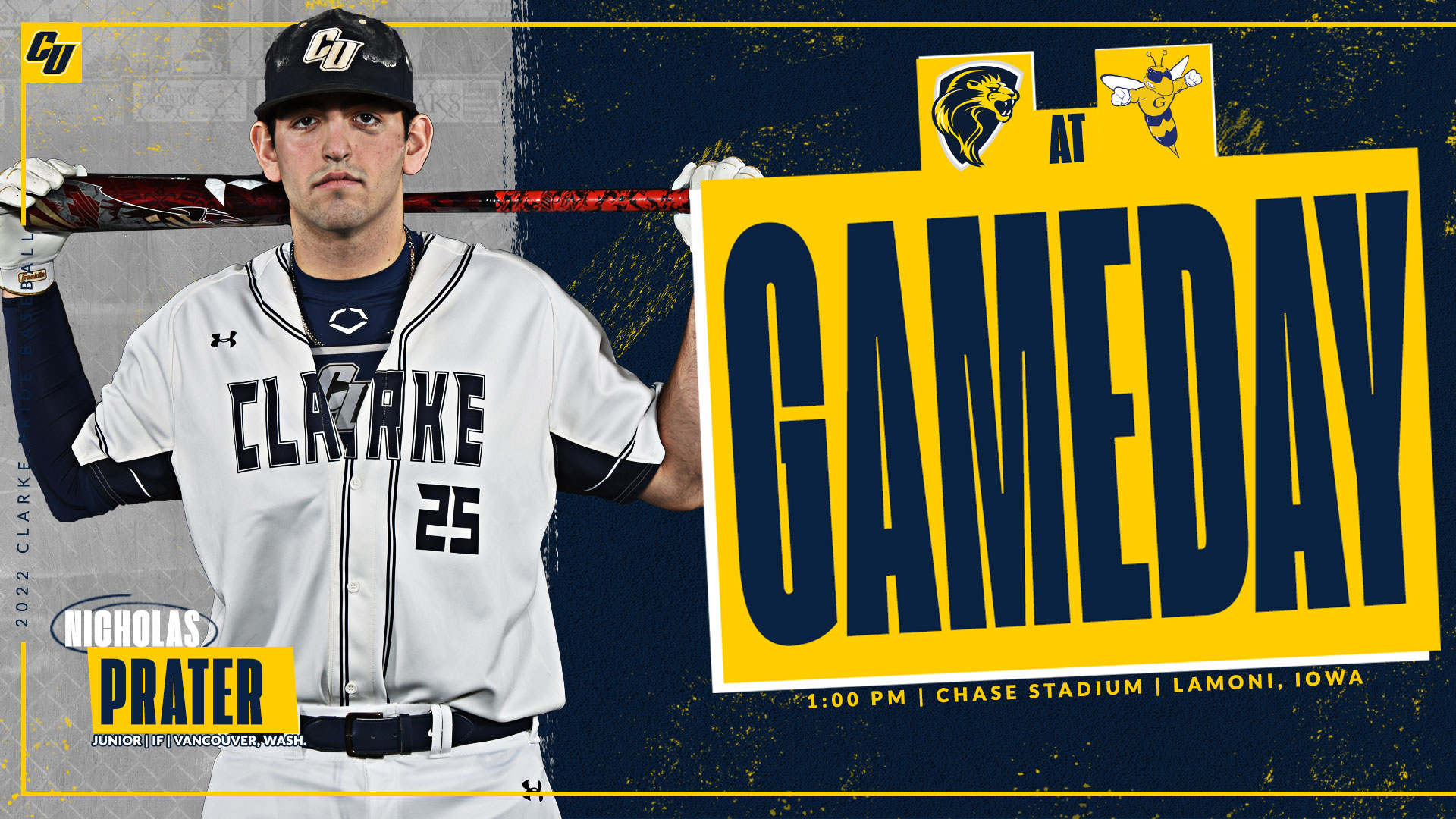 Gameday
1:00 PM | Chase Stadium | Lamoni, Iowa
Nicholas Prater
Junior | IF | Vancouver, Wash.
