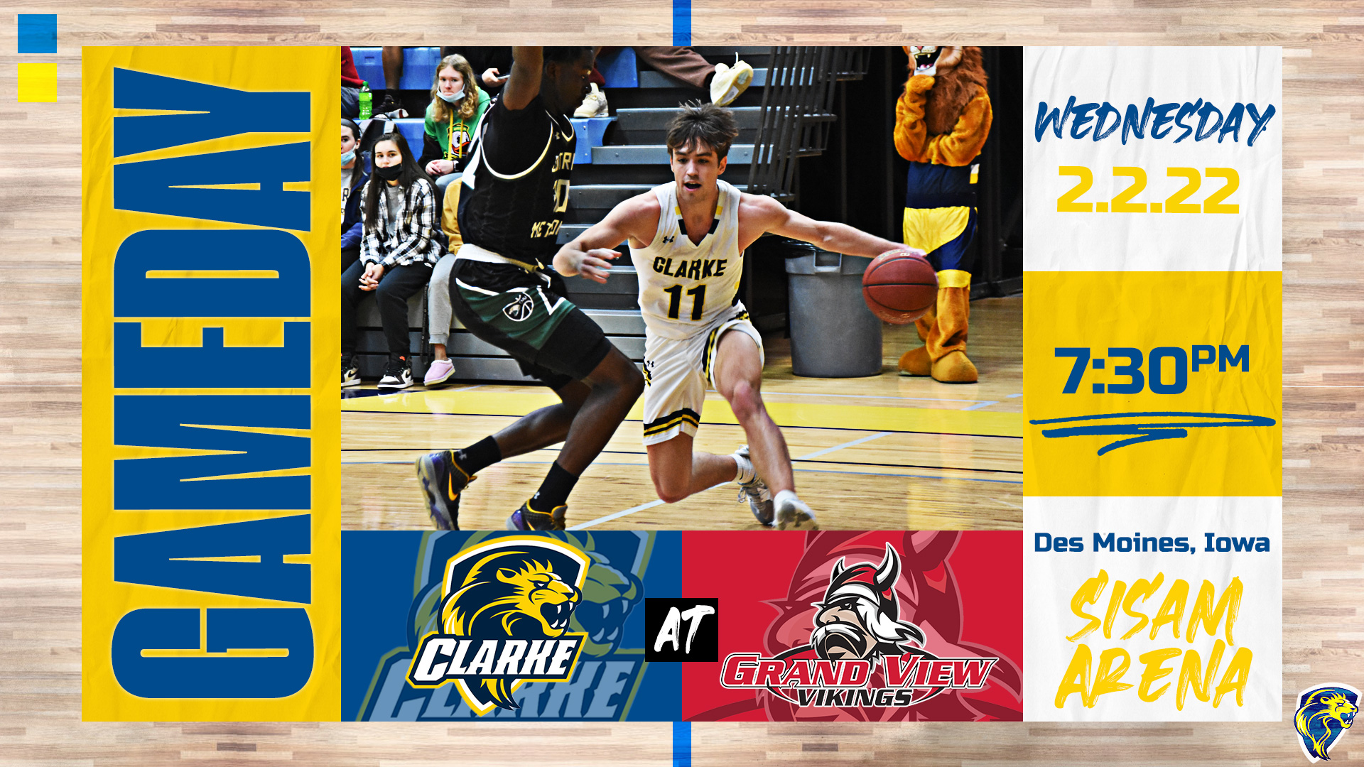 Gameday
Wednesday 2.2.22
7:30 PM
Des Moines, Iowa
Sisam Arena