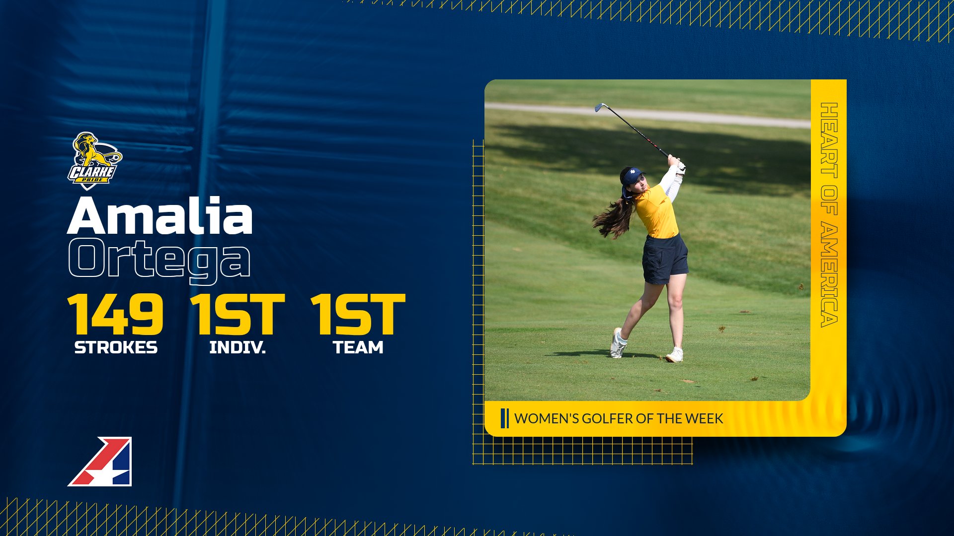 Ortega's dominant tournament win leads to freshman earning Heart weekly honor